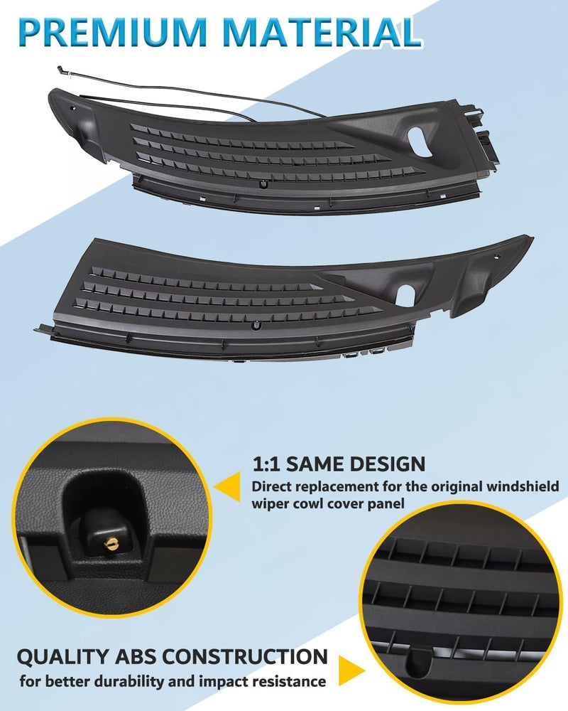 Wocch Windshield Wiper Cowl Cover Panel w/Seals Compatible with Ford F150 2009-2014 Left & Right Front Windshield Cowl Panel Grille Insert Replace# BL3Z-15022A69-A BL3Z-15022A68-A - Image 4